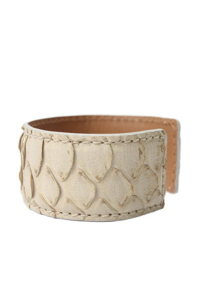Tardini Womens Genuine Python Adjustable Wrap Cuff Bracelet Beige