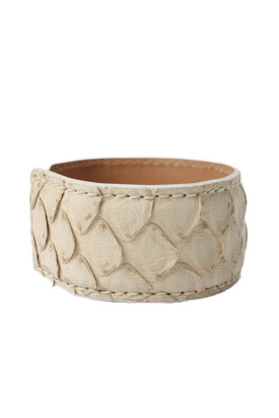 Tardini Womens Genuine Python Adjustable Wrap Cuff Bracelet Beige