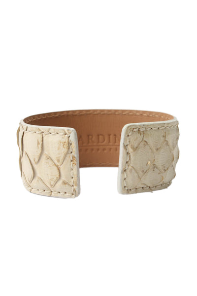 Tardini Womens Genuine Python Adjustable Wrap Cuff Bracelet Beige