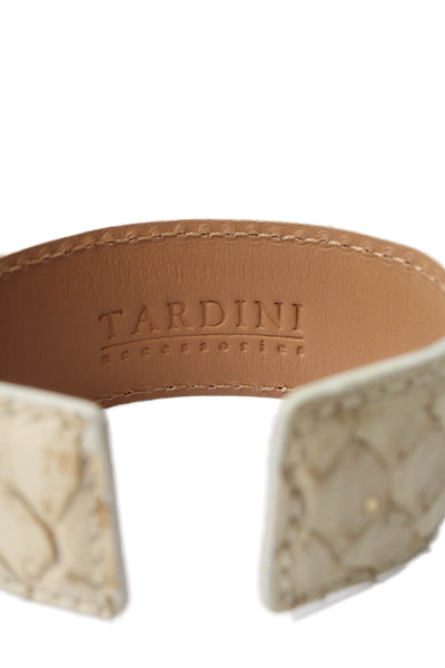 Tardini Womens Genuine Python Adjustable Wrap Cuff Bracelet Beige