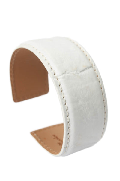 Tardini Womens Genuine American Alligator Adjustable Wrap Cuff Bracelet White