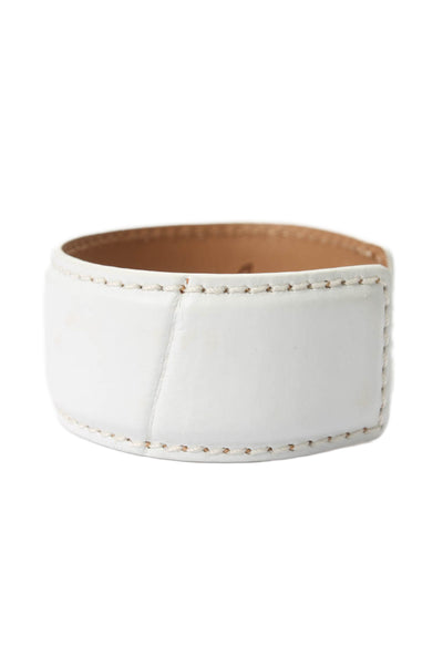 Tardini Womens Genuine American Alligator Adjustable Wrap Cuff Bracelet White