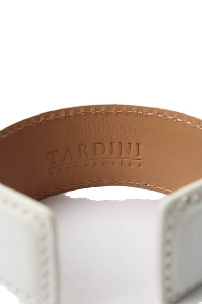 Tardini Womens Genuine American Alligator Adjustable Wrap Cuff Bracelet White