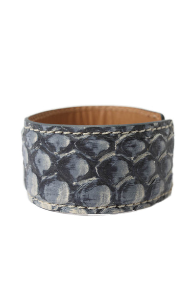 Tardini Womens Genuine Python Adjustable Wrap Cuff Bracelet Blue
