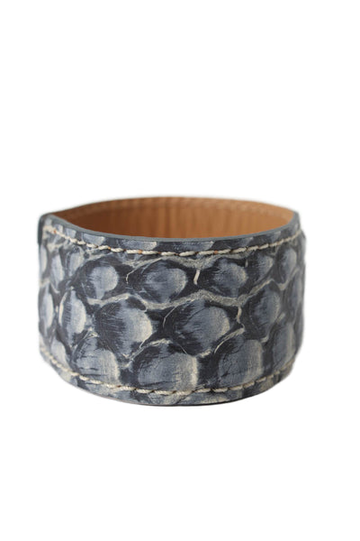 Tardini Womens Genuine Python Adjustable Wrap Cuff Bracelet Blue