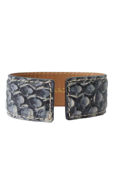 Tardini Womens Genuine Python Adjustable Wrap Cuff Bracelet Blue