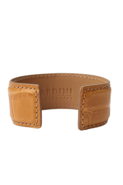 Tardini Womens Genuine American Alligator Wrap Cuff Bracelet Dark Yellow
