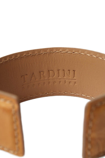 Tardini Womens Genuine American Alligator Wrap Cuff Bracelet Dark Yellow