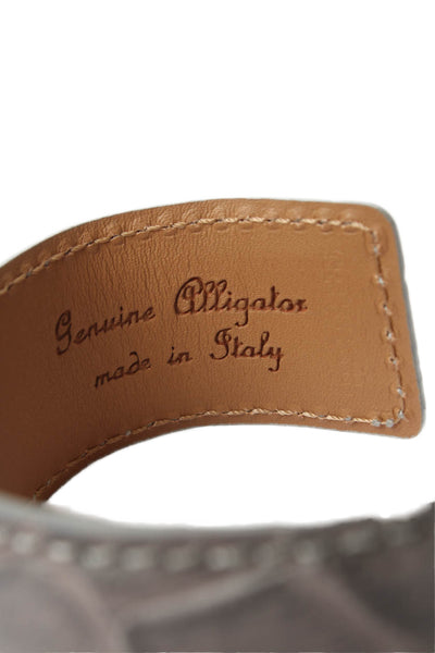 Tardini Womens Genuine American Alligator Adjustable Wrap Cuff Bracelet Gray