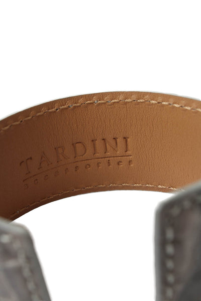 Tardini Womens Genuine American Alligator Adjustable Wrap Cuff Bracelet Gray