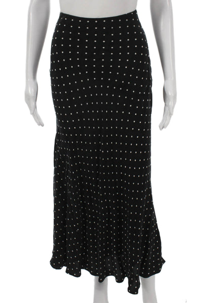 Zara Women Black Polka Dot Cupro Maxi Skirt Size XS