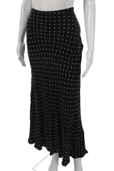 Zara Women Black Polka Dot Cupro Maxi Skirt Size XS