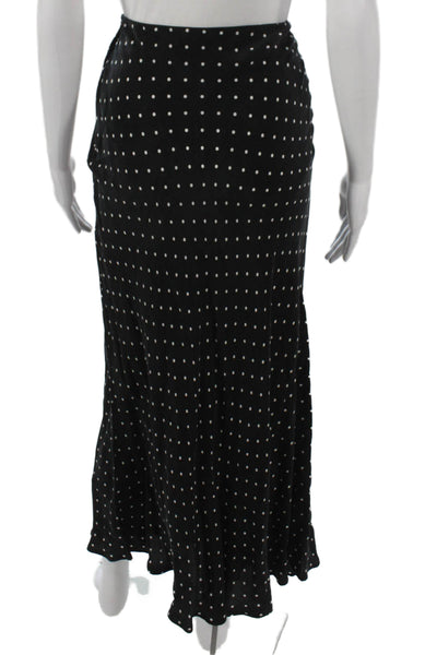 Zara Women Black Polka Dot Cupro Maxi Skirt Size XS