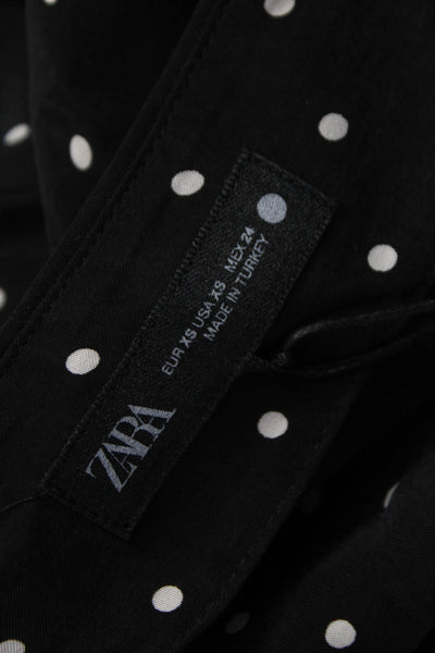 Zara Women Black Polka Dot Cupro Maxi Skirt Size XS