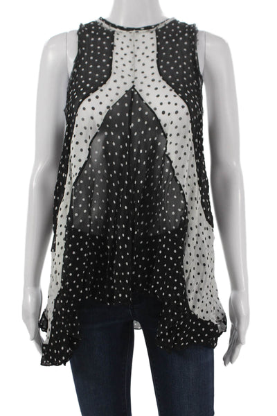 Zara Women Black Polka Dot Viscose Sleeveless Tunic Round Neck Size S