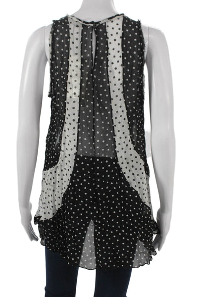 Zara Women Black Polka Dot Viscose Sleeveless Tunic Round Neck Size S