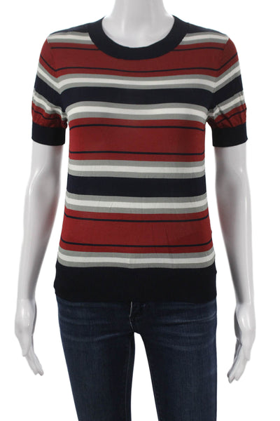 Zara Women Pullover Sweater Short Sleeve Striped Multicolor Viscose Size S