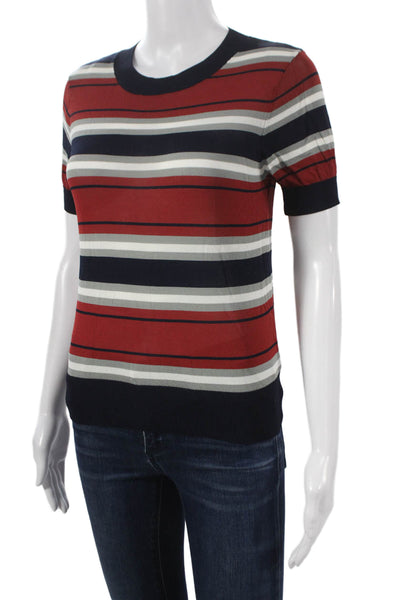 Zara Women Pullover Sweater Short Sleeve Striped Multicolor Viscose Size S