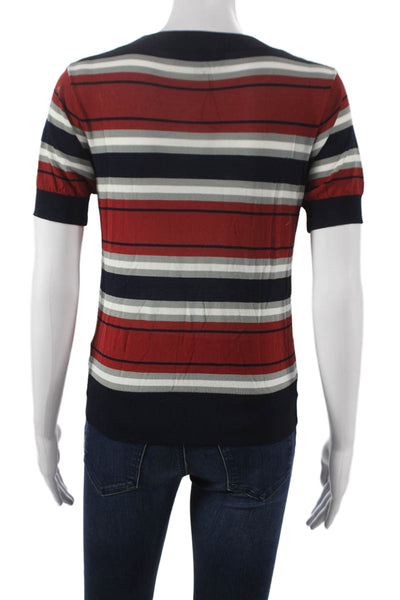 Zara Women Pullover Sweater Short Sleeve Striped Multicolor Viscose Size S