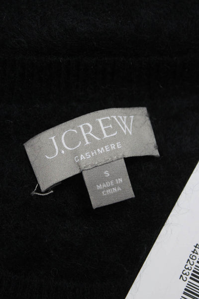 J Crew Women Cashmere Pullover Sweater Black Crew Neck Short Sleeve Size S