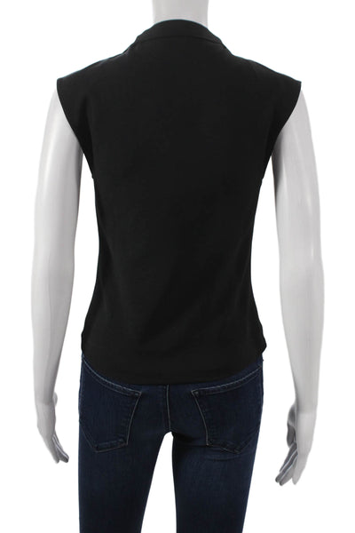 Zara Women Basic Collared Sleeveless Polyester Tank Top Black Size S