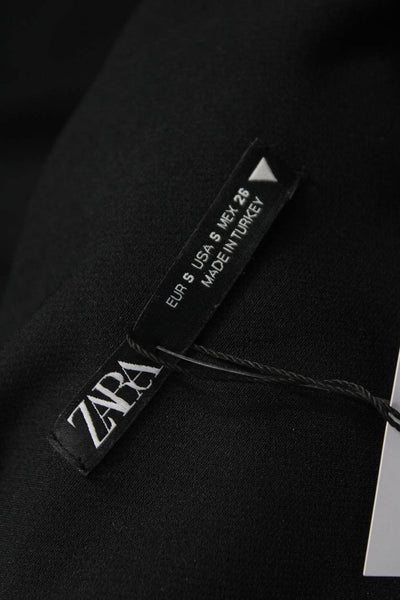 Zara Women Basic Collared Sleeveless Polyester Tank Top Black Size S