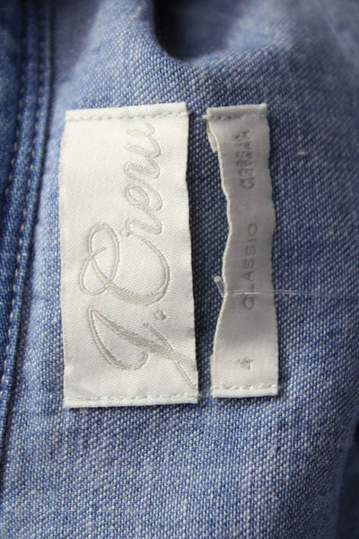 J Crew Womens Basic Collared Short Sleeve Cotton Button Up Blue Size 4