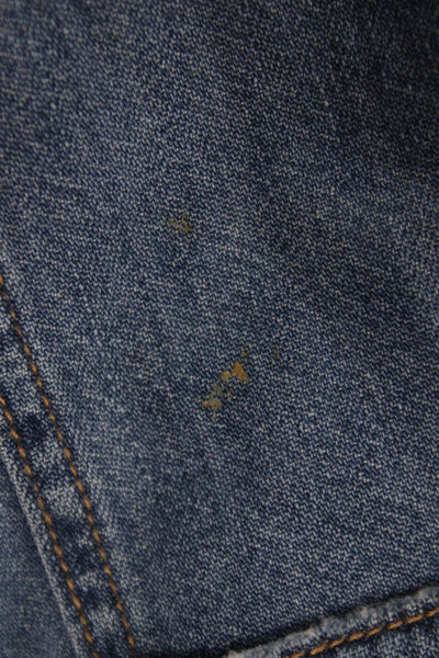 Zara Womens Blue Cotton Collared Long Sleeve Basic Button-Up Shirt Size S