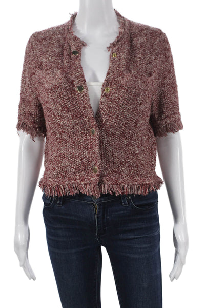 J Crew Womens Multicolor Cotton Short Sleeve Button Cardigan Round Neck Size S