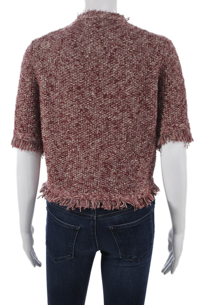 J Crew Womens Multicolor Cotton Short Sleeve Button Cardigan Round Neck Size S