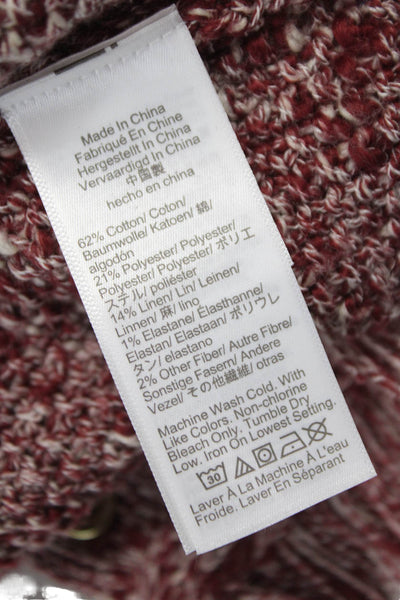 J Crew Womens Multicolor Cotton Short Sleeve Button Cardigan Round Neck Size S
