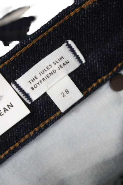 Madewell Women Boyfriend Jeans Blue Cotton Mid Rise Button Size 28