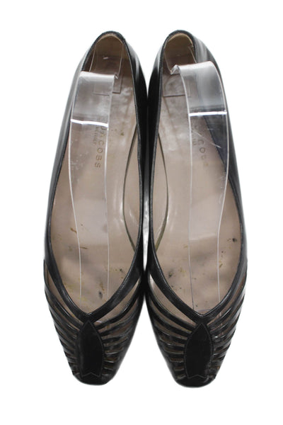 Marc Jacobs Womens Slip On Round Toe Caged Ballet Flats Black Leather Size 37