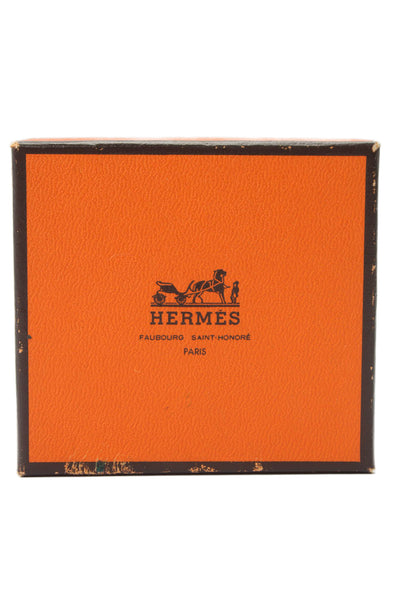 Hermes Womens Silver Tone Black Leather Behapi Single Tour Bracelet 9"