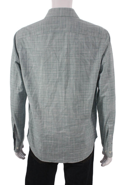 Untuckit Men Cotton Plaid Collared Button Up Shirt Blue Size L