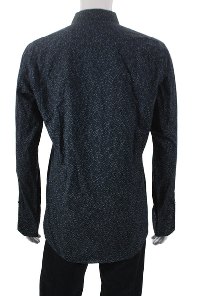 Hugo Hugo Boss Mens Cotton Abstract Button Up Shirt Navy Size L