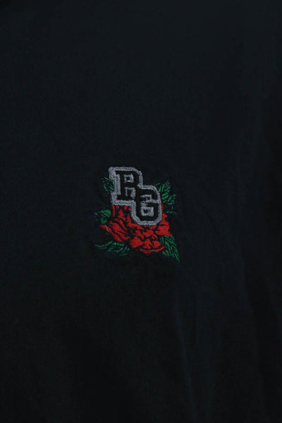 Robert Graham Mens Polo Collared Short Sleeve Black Cotton Size L
