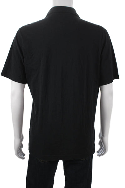 Robert Graham Mens Polo Collared Short Sleeve Black Cotton Size L