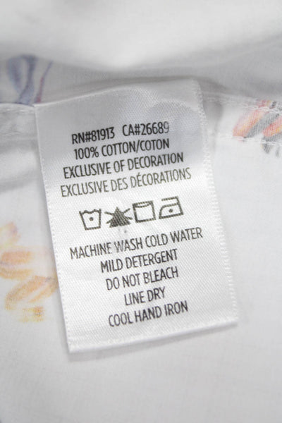 Robert Graham Men Cotton Abstract Collared Button Up Shirt White Size 3XL
