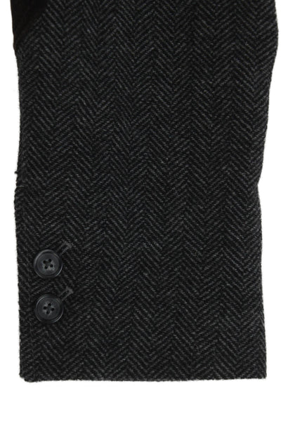 Black Brown 1826 Mens Blazer Gray Wool Herringbone Buttoned Size XL