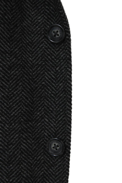 Black Brown 1826 Mens Blazer Gray Wool Herringbone Buttoned Size XL