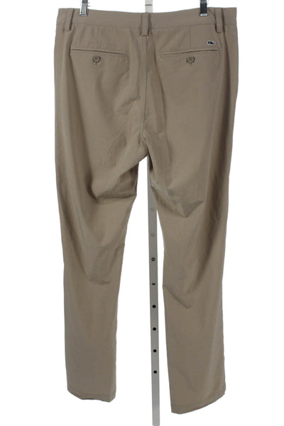 Vineyard Vines Mens Beige Chino Pants Polyester Button Closure Size 33