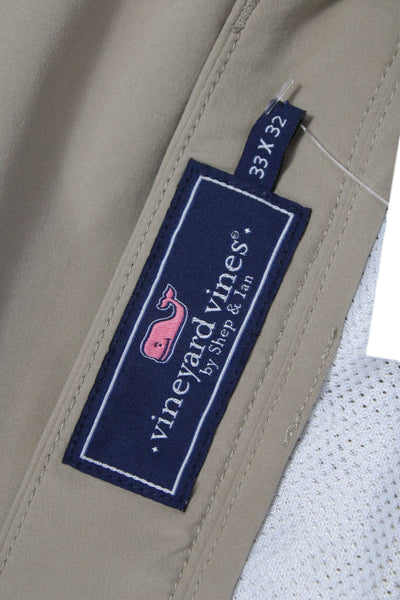 Vineyard Vines Mens Beige Chino Pants Polyester Button Closure Size 33