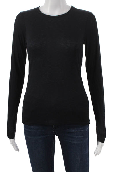Michael Stars Women Basic Long Sleeve Crew Neck T-Shirt Black Size XS