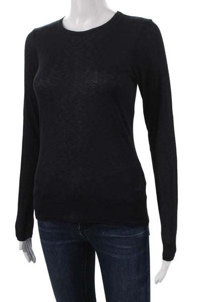 Michael Stars Women Basic Long Sleeve Crew Neck T-Shirt Black Size XS