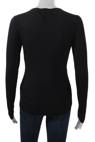 Michael Stars Women Basic Long Sleeve Crew Neck T-Shirt Black Size XS