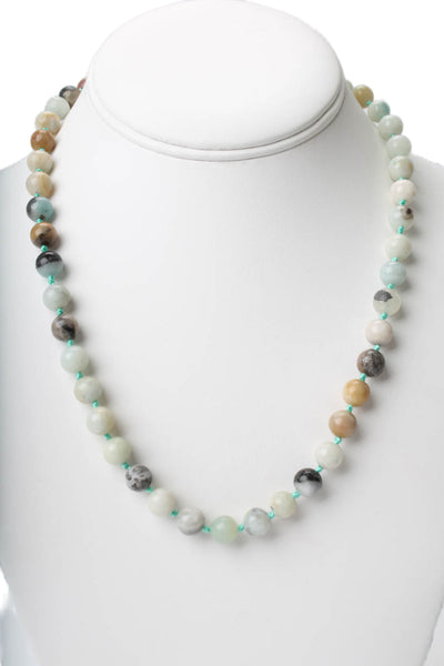 Designer Womens 925 Silver Multicolor Amazonite Beaded Necklace 20"
