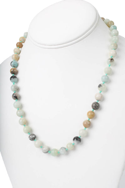 Designer Womens 925 Silver Multicolor Amazonite Beaded Necklace 20"