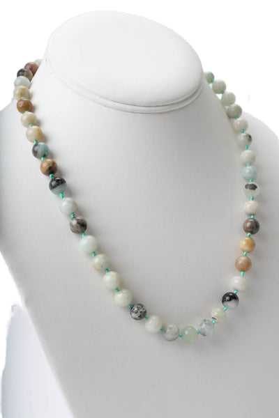 Designer Womens 925 Silver Multicolor Amazonite Beaded Necklace 20"