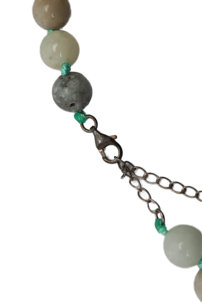 Designer Womens 925 Silver Multicolor Amazonite Beaded Necklace 20"